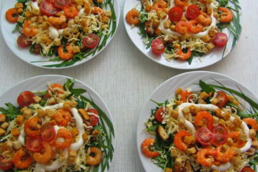 Рецепт цезаря с тигровыми креветками