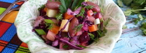 винегрет с фасолью и краснокочанной капустой. Шаг 5