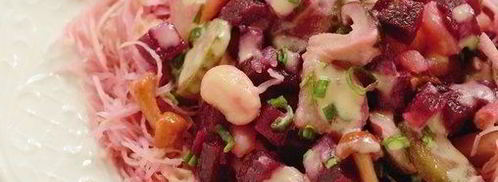 винегрет с капустой, грибами и заправкой без масла. Шаг 2