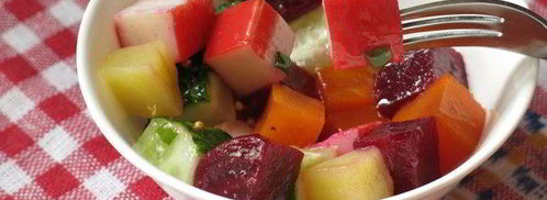 винегрет с крабовыми палочками. Шаг 12