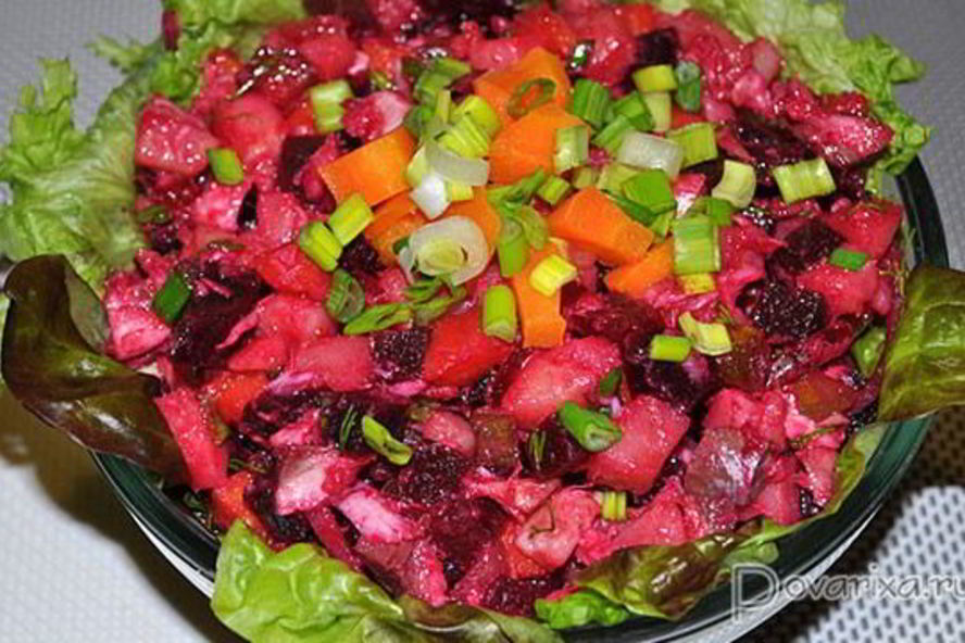 Рецепт винегрета с отварной рыбой