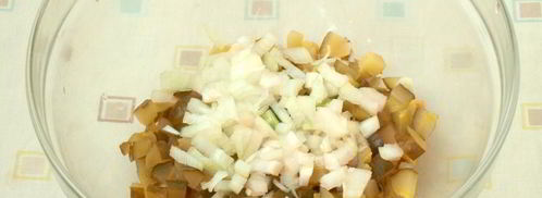 винегрет с яблоками и отварной фасолью. Шаг 3