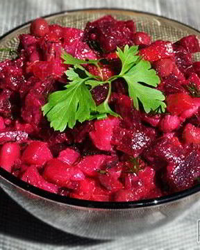 Винегрет с запеченной свеклой и фасолью