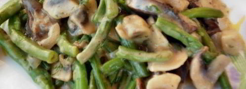 сердце с грибами и стручковой фасолью под бешамель. Шаг 6