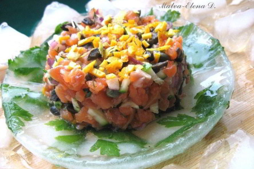 Рецепт тартара из форели в ледяном хрустале