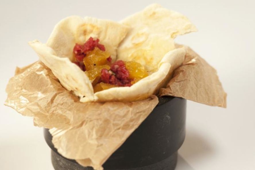 Рецепт тартара из говядины с апельсиновым мармеладом