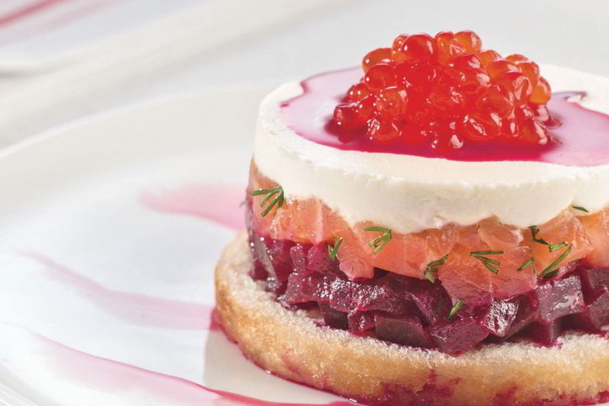 Рецепт тартара из свеклы и форели с красной икрой