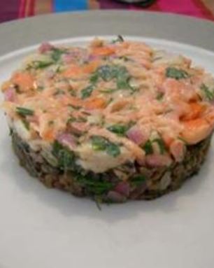 Тартар из свежего тунца и гребешков