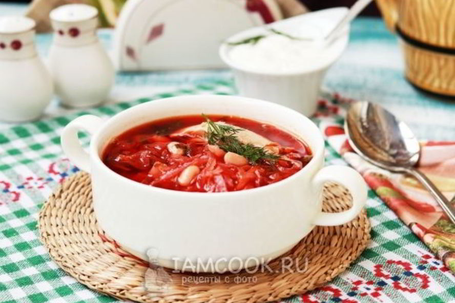 Рецепт борща с курицей и фасолью