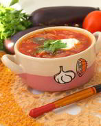 Постный борщ с баклажанами