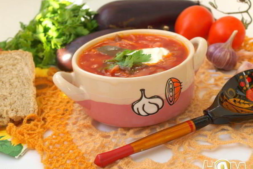 Рецепт постного борща с баклажанами