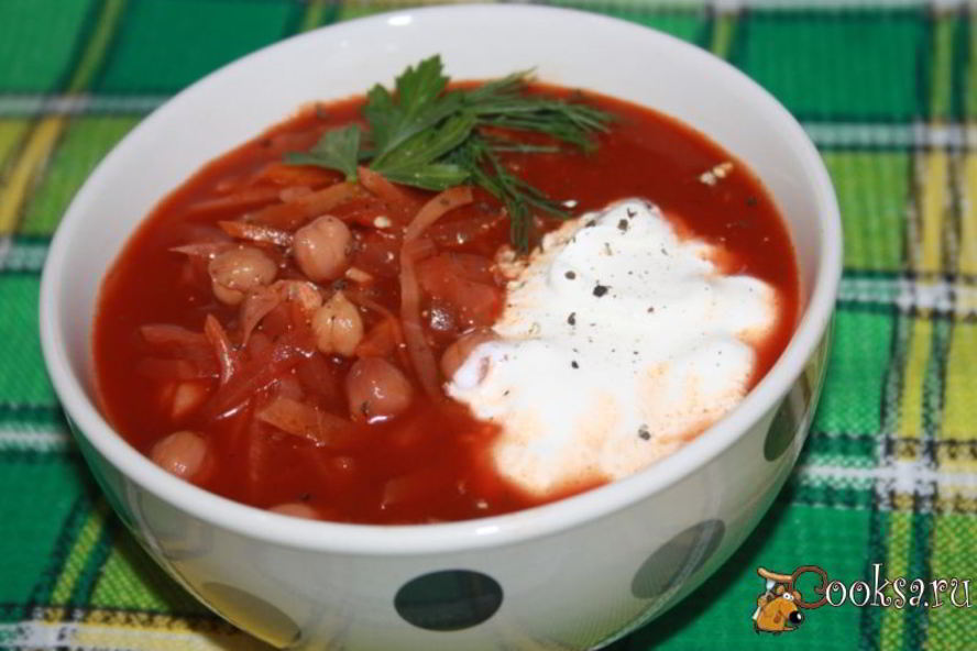 Рецепт постного борща с нутом без картофеля