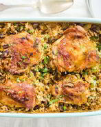 Дикий рис с курицей и грибами на курином бульоне