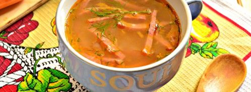 гороховый суп с копченой колбасой и зеленью. Шаг 6