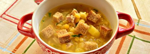 гороховый суп с курицей и сухариками. Шаг 8