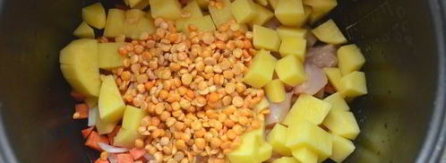 гороховый суп с курицей в мультиварке. Шаг 7