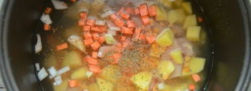 гороховый суп с курицей в мультиварке. Шаг 8