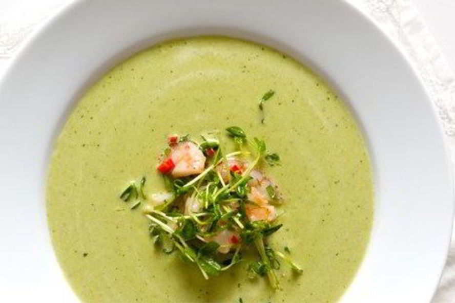 Рецепт холодного горохового супа с креветками