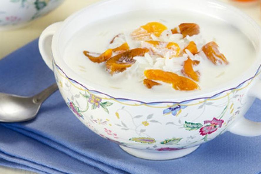 Рецепт холодного сливочного супа с рисом и курагой