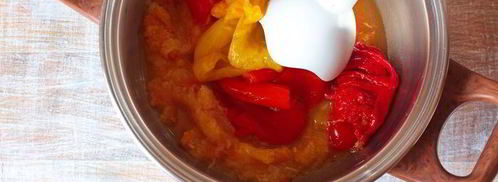 крем-суп из запеченного перца с хрустящими ржаными отрубями. Шаг 5