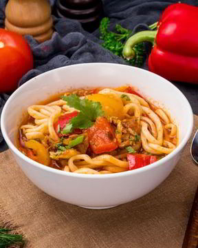 Лагман с курицей и баклажанами