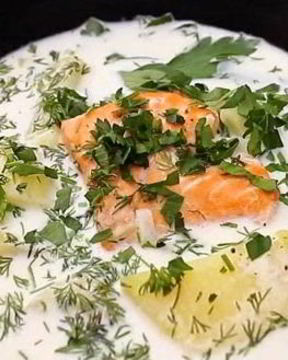 Молочный суп с рыбой