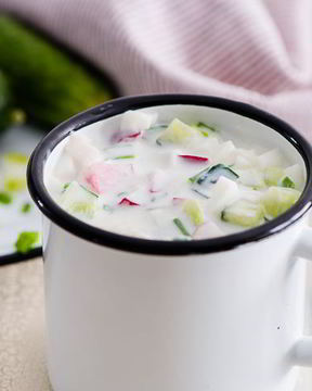 Легкая окрошка с редиской, на кефире