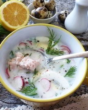 Легкая окрошка с тунцом