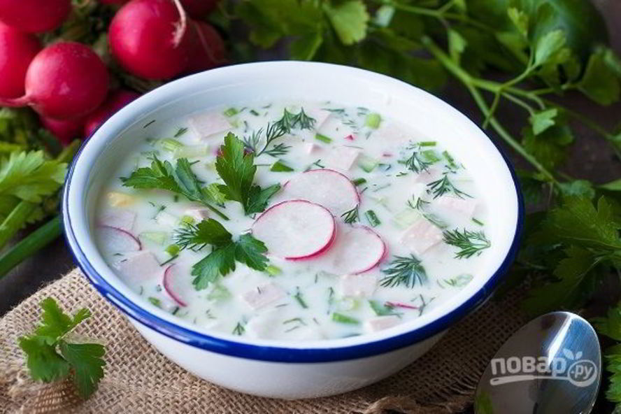 Рецепт окрошки классической с колбасой на кефире
