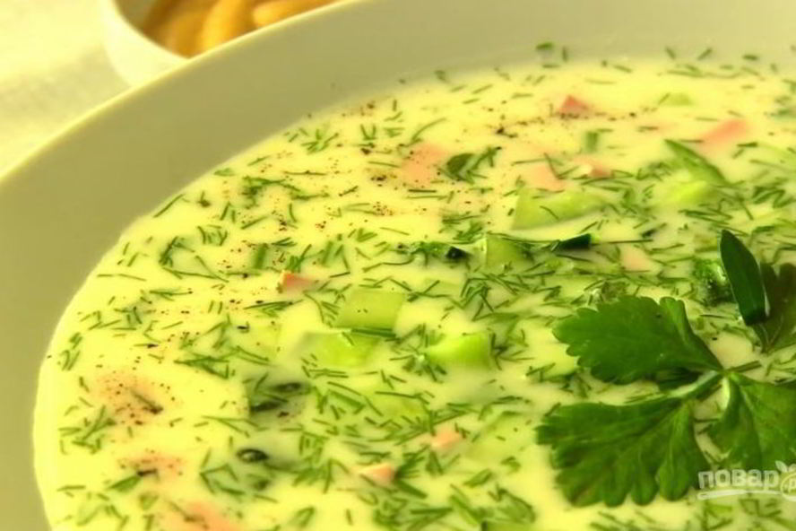 Рецепт окрошки на кефире с горчицей