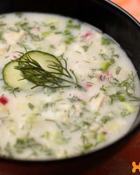 Окрошка на тане с курицей