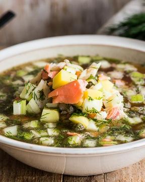 Окрошка рыбная на квасе