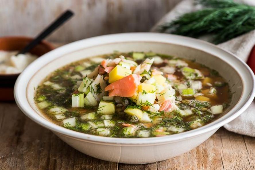 Рецепт окрошки рыбной на квасе