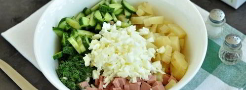 окрошка с колбасой на айране. Шаг 8