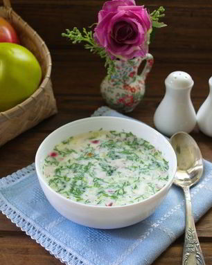 Окрошка с копченой грудкой