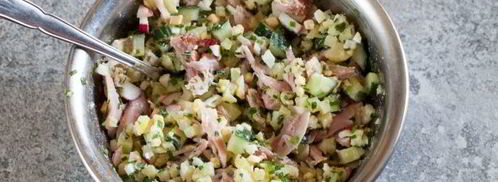 окрошка с копченой курицей. Шаг 11