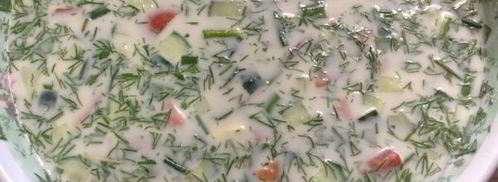 окрошка с куриной грудкой и помидорами. Шаг 8