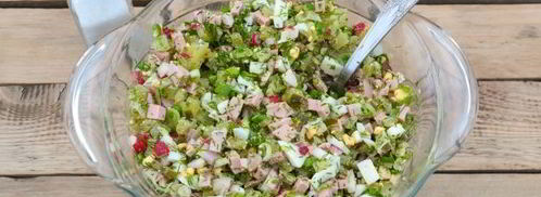 окрошка с солеными огурцами. Шаг 12