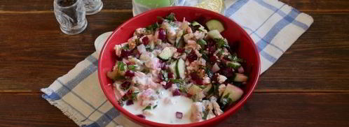 окрошка со свеклой на кефире. Шаг 9