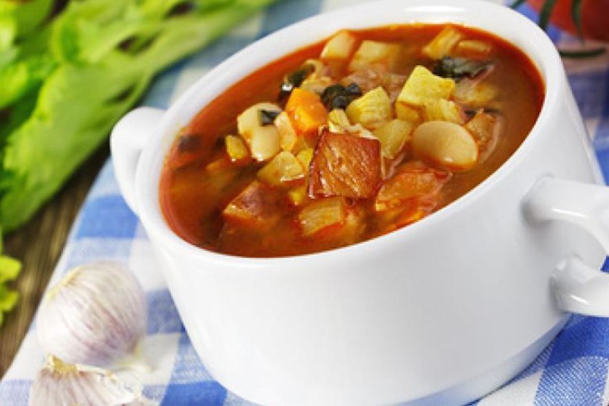 Рецепт овощного супа с копченой грудинкой