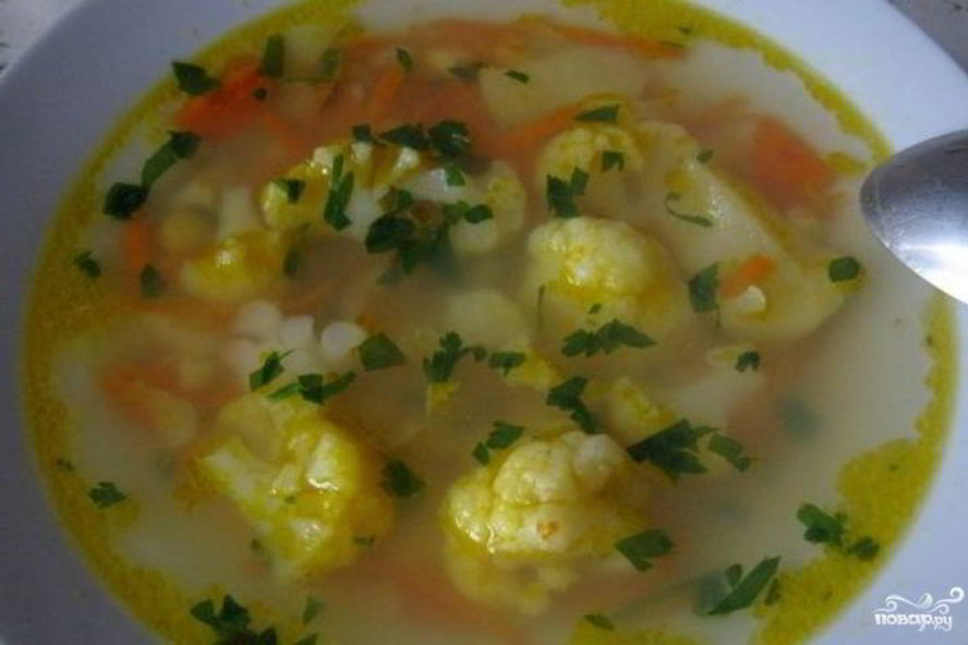 Рецепт овощного супа с цветной капустой