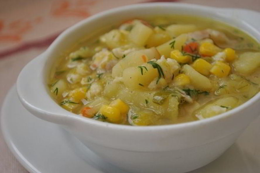 Рецепт похлебки с крабами и кукурузой