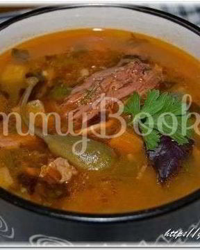 Рассольник из индейки с перловкой