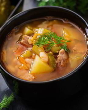 Рассольник с грудинкой