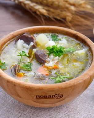 Рассольник с гусиными потрошками