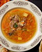 Рассольник с куриными сердечками