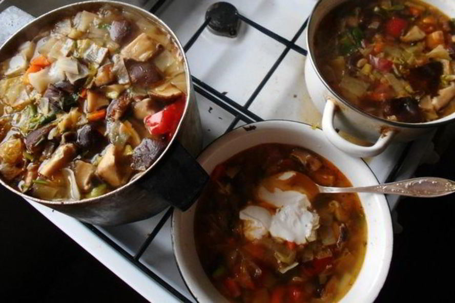 Рецепт щей с индейкой и грибами шиитаке