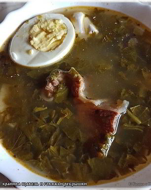 Щи с крапивой, щавелем и говяжьими ребрышками
