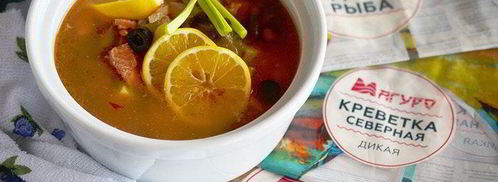 рыбная солянка с грибами и креветками. Шаг 11