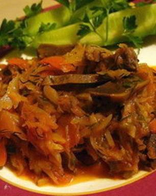 Солянка из капусты с грибами